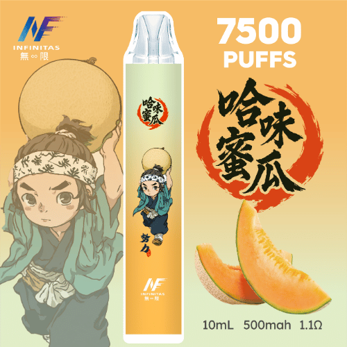 綠肉哈密瓜現切爆汁！INF無限拋棄式7500口哈密瓜：拒絕化學泡泡糖，還原成熟網紋瓜香