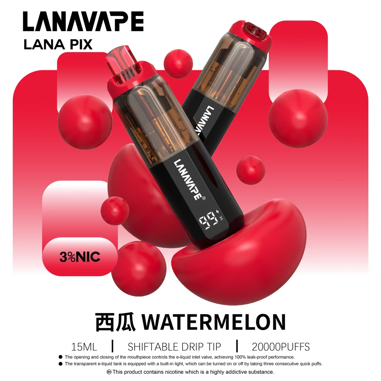 一口咬下透心涼！LANA 20000口「冰鎮西瓜」評測，15ML大容量的清甜解渴神